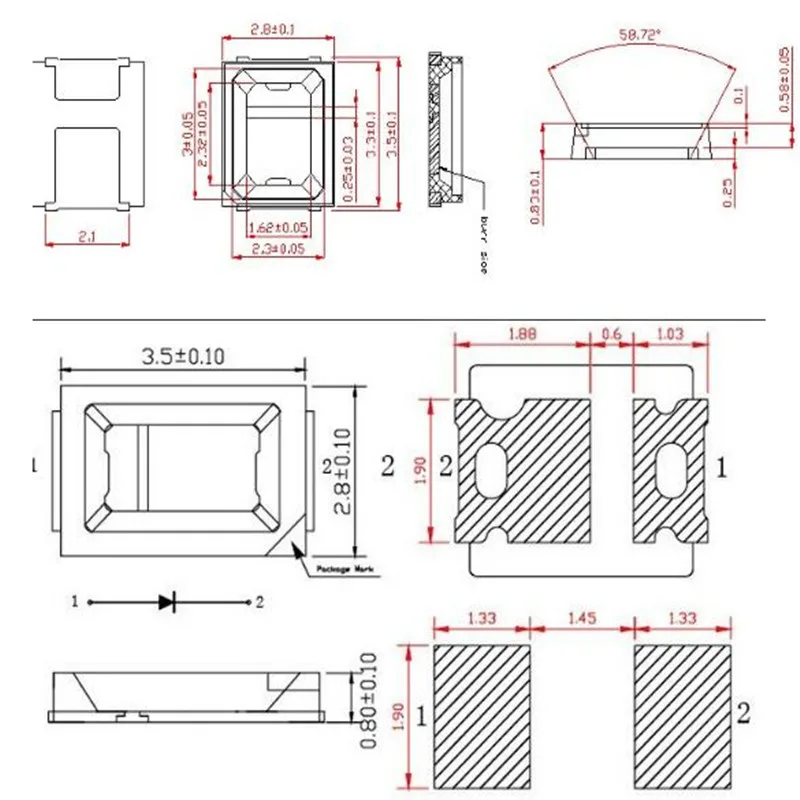 Полный спектр растение растут smd 2835 0,5 Вт 0,2 Вт Высокая мощность бисера светодиодный светильник 380-840nm розовый чип заполняющий светильник 1000 шт