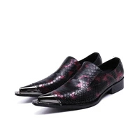 mens italian leather pointed toe dress shoes crocodile spiked loafers low heels oxford shoes for men elegant snake sepatu pria