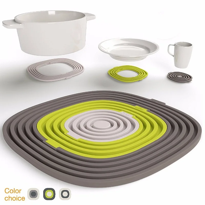 

Premium Silicone Trivet Mats / Multi-function Heat Resistant Hot Pads Pot Holders Spoon Rest & Coasters 3 in 1