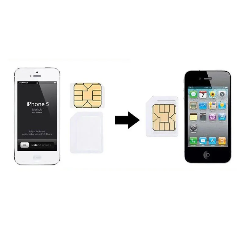 2pcs 4 in1 SIM Card Adapter For iPhone 5 nano sim adapter set Full card for phone Droshipping |