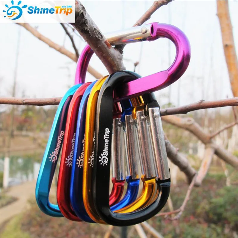 

4pcs ShineTrip Aluminum D Shape Buckle Carabiner Survial Key Chain Carabine Hook Clip Camping Equipment EDC Paracord Buckles
