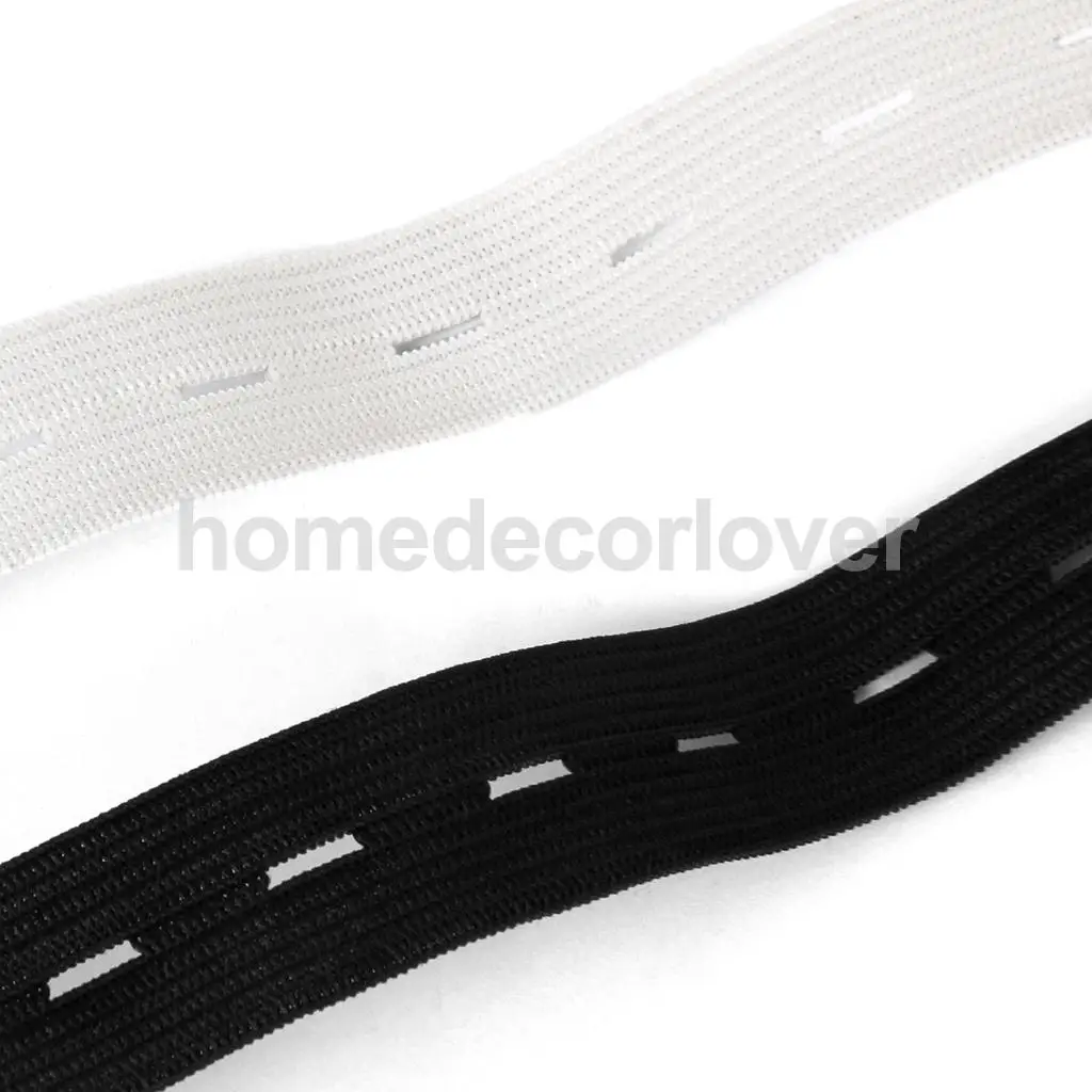 Sewing Button Hole Knit Elastic Band 1.5m 2cm Pack of 2 White and Black | Дом и сад