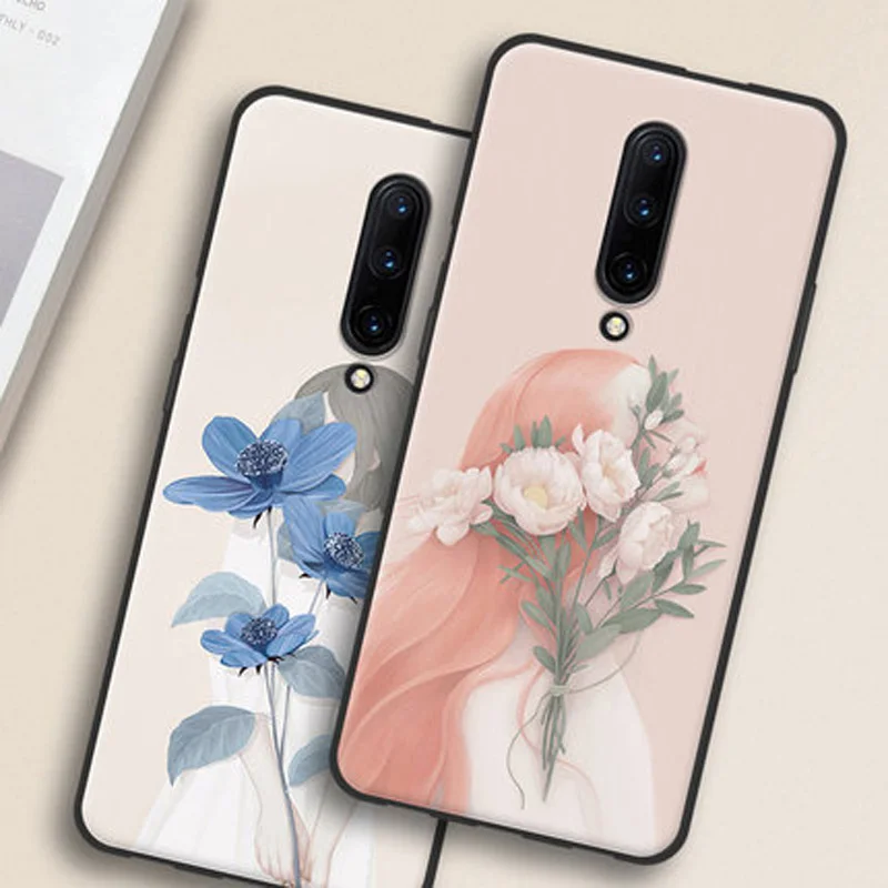 Чехол Fundas для Oneplus 7 pro мягкий силиконовый чехол телефона с цветком девочек 1 +