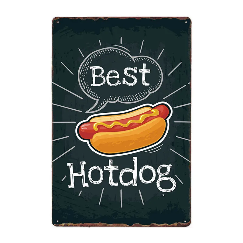 70146 Hot Dogs Retro Tin Sign Hotdog Metal Poster Vintage Plaque Fast Food Hotel Shop Wall Decor 20x30cm - Цвет: 70146