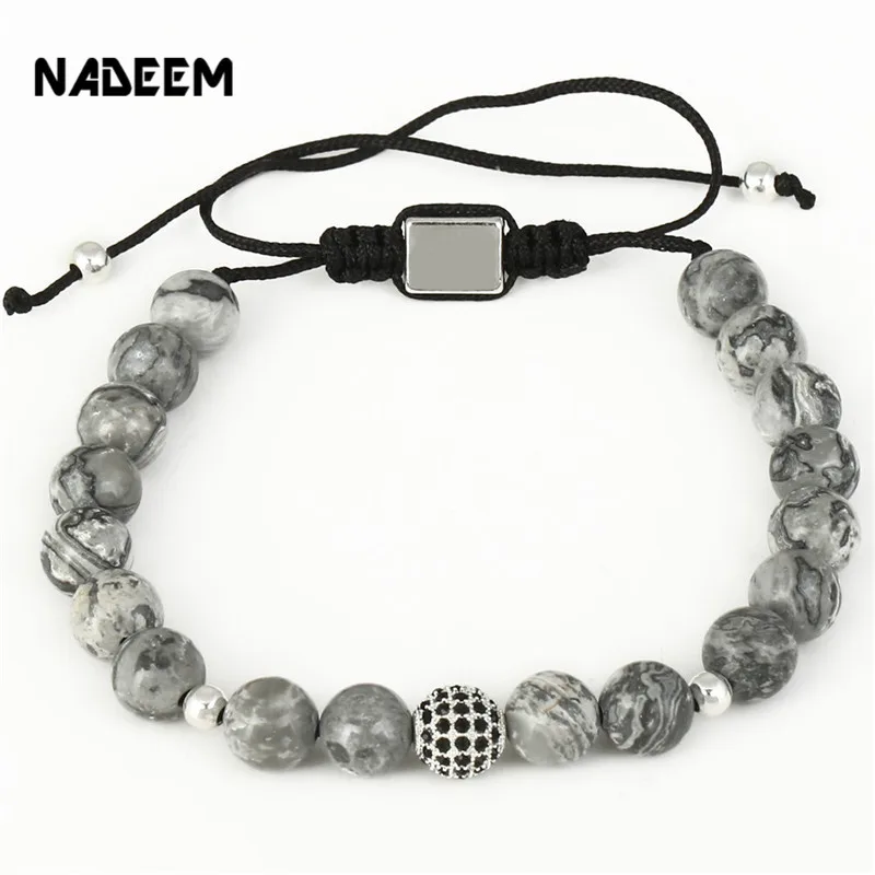 Браслет с мраморным камнем и микрозакрепкой 8 мм|bracelet jewelry|bracelet handmadebraided bracelet |