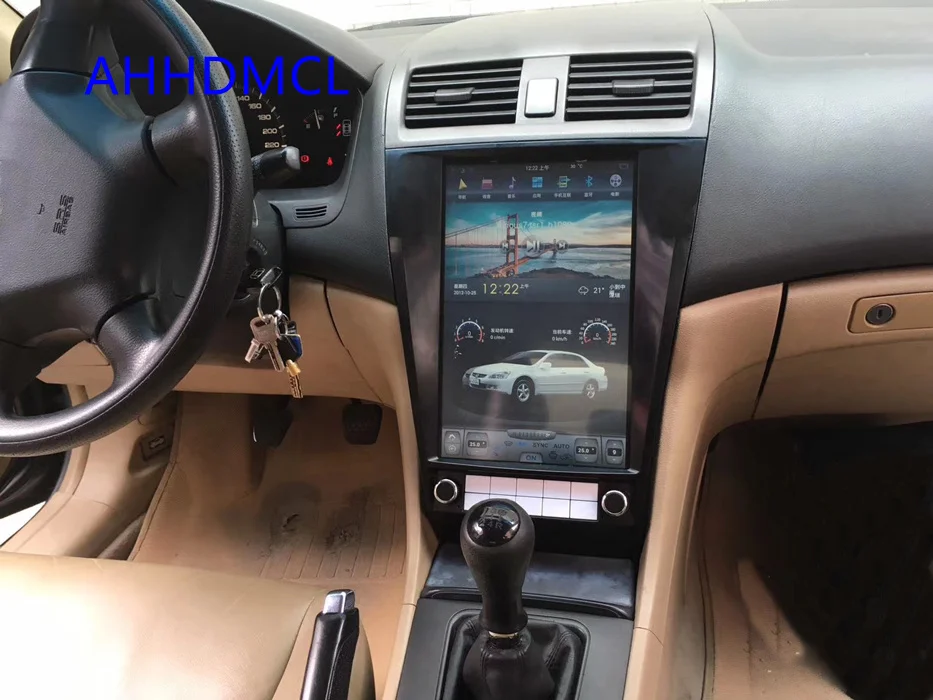 Автомобильным бортовым компьютером коврик для Tesla Стиль мультимедийный плеер Android 7,1 gps для Accord 7th автоматический адаптер переменного тока Edition 2003 2004 20052006 2007