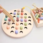Обучающие деревянные игрушки Монтессори, детская игрушка клипса из бисера, магнитная рыболовная игра, математические интерактивные игрушки для детей, рождественские подарки