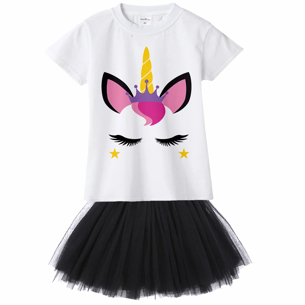 1-12yrs Teen Kids Pretty Little Girl Baby Unicorn Dress Summer Short Sleeve Mesh Tulle Princess Party Wedding Tutu | Детская одежда и