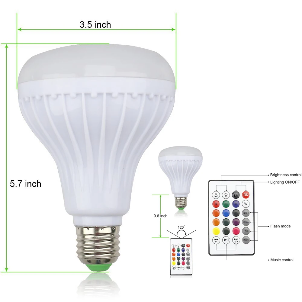 E27 Smart RGB RGBW Bluetooth Динамик лампа Музыка Воспроизведение затемнения Беспроводной 12