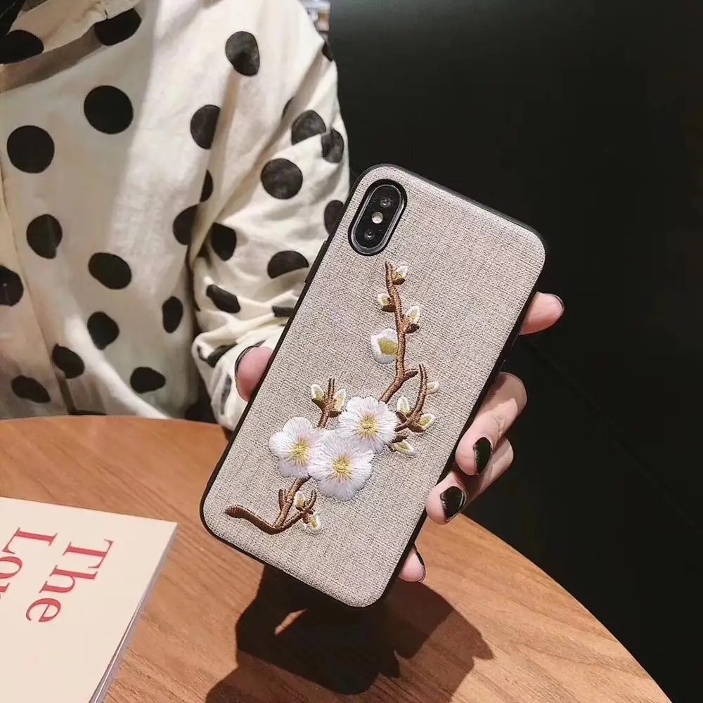 Чехол для iphone 8 чехол в китайском стиле с цветочной вышивкой 6 6s 7 plus и x xr xs max |