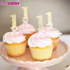 10 шт. блестящая бумага 1 Топпер для кекса с днем рождения один Топпер для торта принадлежности для украшения торта для маленьких девочек и мальчиков 1-е украшение
