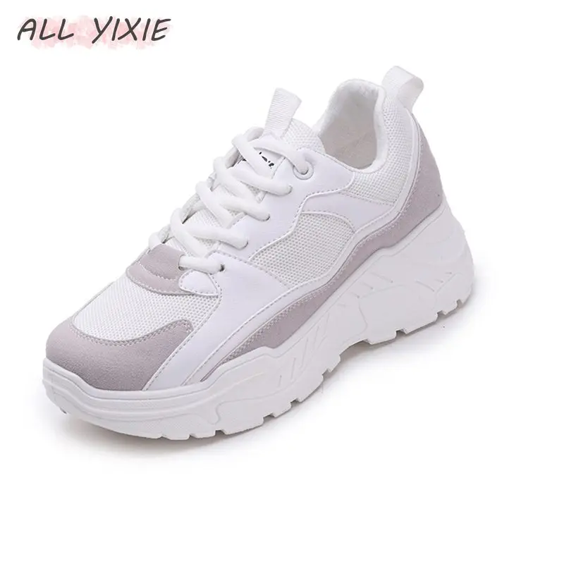 White YIXIE/Женская обувь; Новинка года; женские кроссовки на массивном каблуке; Вулканизированная обувь; Повседневная модная обувь; кроссовки на платформе; Basket Femme Krasovki - Цвет: White