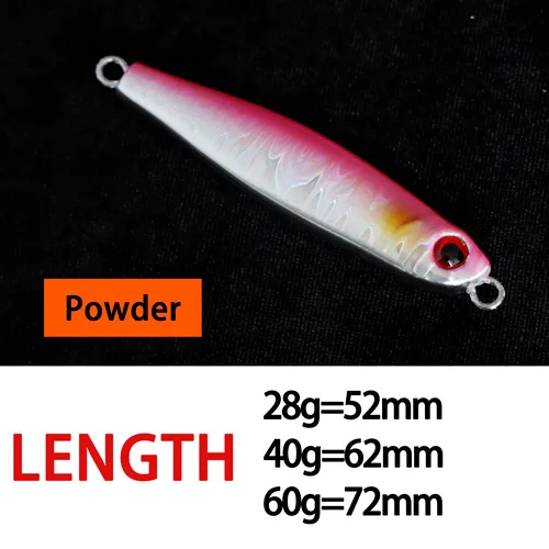 Jig -Powder Новинка, 60 г, 40 г, 28 г, металлическая литая джиг-ложка для ловли рыбы, свинцовая приманка для рыбной ловли, морской окунь, искусственная приманка, Снасть - Цвет: Jig -Powder
