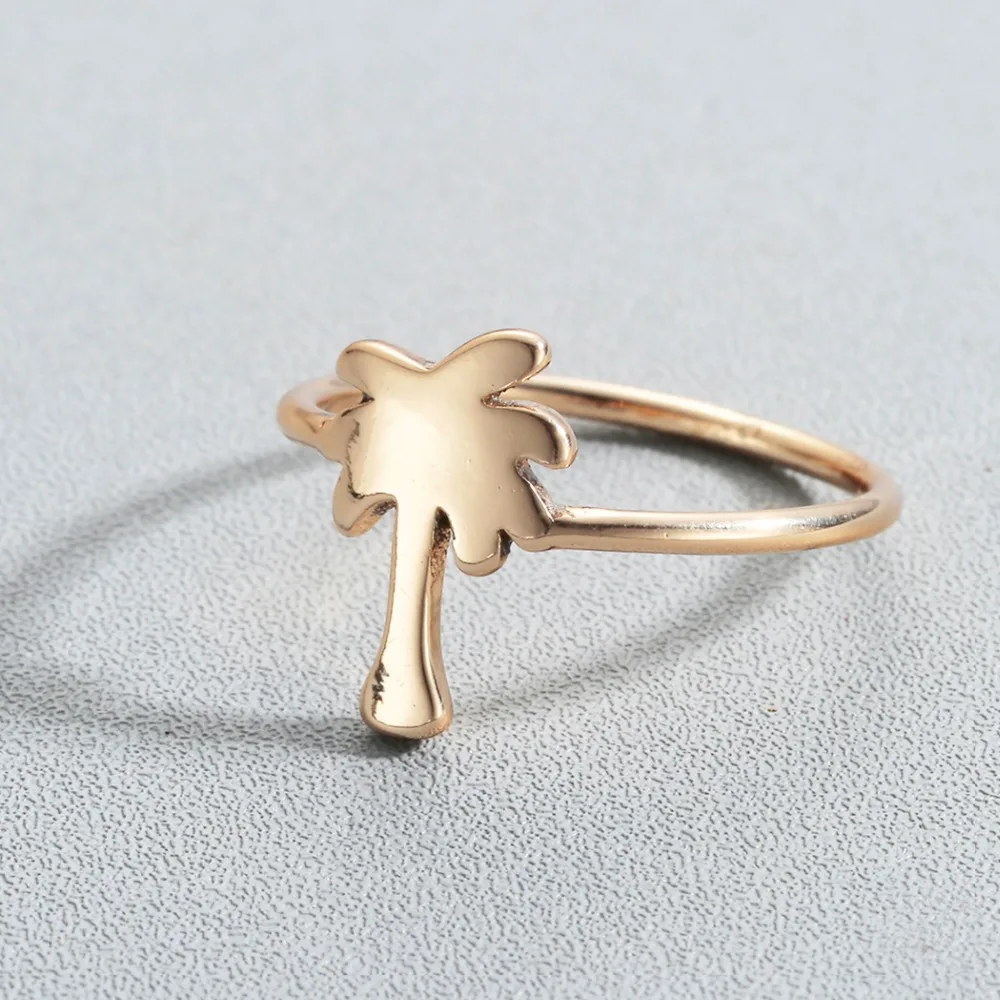 Кольца Kinitial с маленькой пальмой кольца тропическим шармом Золотое кокосовое