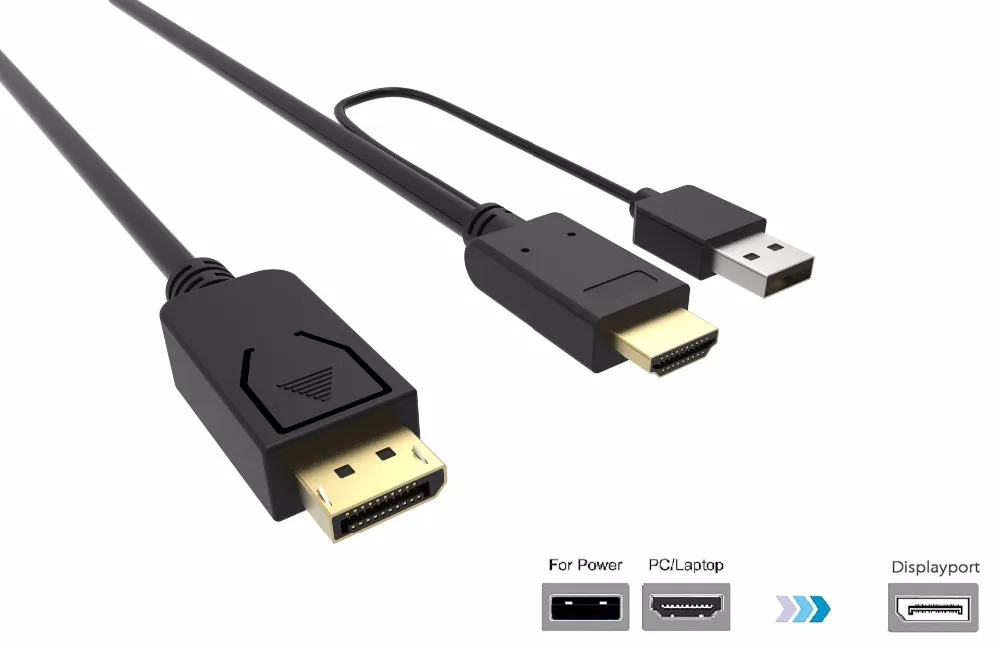 HDMI к DisplayPort адаптер конвертер 2 м кабель с Usb питания 4k Hdmi К DP для Macbook Dell монитор Hdtv