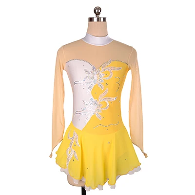 white yellow Nasinaya платье для фигурного катания Индивидуальные соревнования ледяные юбки для конькобежцев для девочек женщин дети гимнастика представление горячая распродажа - Цвет: white yellow