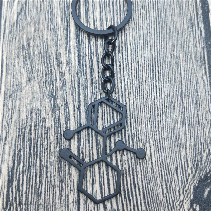 

Брелок для ключей с маленькими молекулами кетамина, прямоугольный брелок для ключей с мультиполярным нейроном, биологией, подарок с психол...