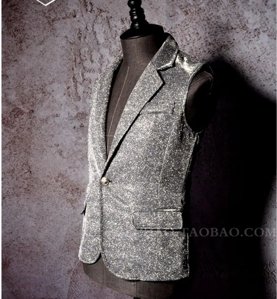 Мужской костюм жилет серебряного цвета без рукавов|suit vest|sleeveless suitmens suit vest |