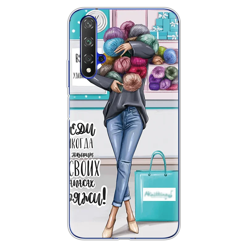 0cmaoxq Модные черно-коричневые накладки для мамы и дочки, для huawei Honor 20, чехол s 6,2", мягкие чехлы из ТПУ для huawei Honor 20 Pro, чехол - Цвет: 0cmaoxq