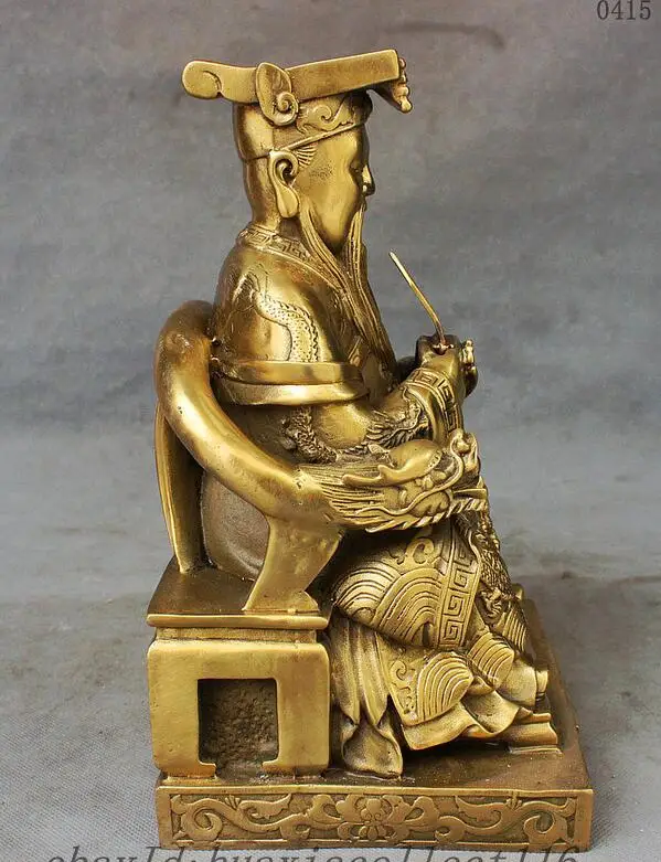 China Pure Brass Sit Taoism Supreme Deity Jade Emperor God Dragon Robe Statue | Дом и сад