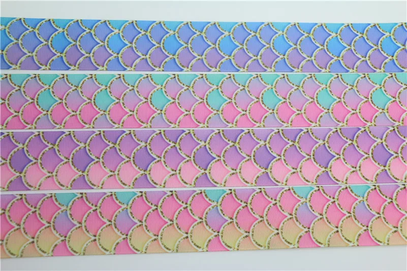 DHK 1 5 '཮ ярдов Русалочка рыбья чешуя печатная grosgrain ленточный аксессуар бант