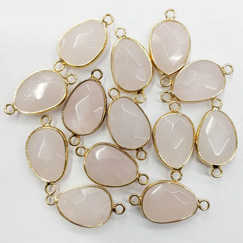 Wholesale fashion natural rose crystal stone Connector section Irregular water drop pendants for jewelry making 12pcs |
