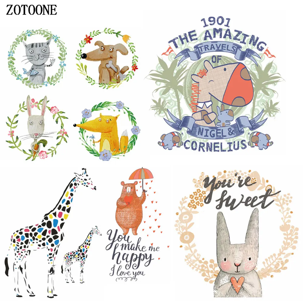 

ZOTOONE Cute Animal Unicorn Patches for Clothing Dog Iron on Transfer DIY Stickers Children Bag Clothes Decoration Kids Gift E