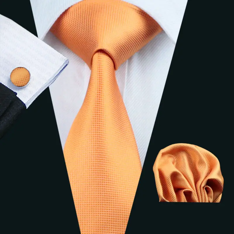 

LS-356 2016 Hot New Men Tie Solid Classic 100% Silk Jacquard Woven Tie Hanky Cufflink Set For Men Formal Wedding Party Business