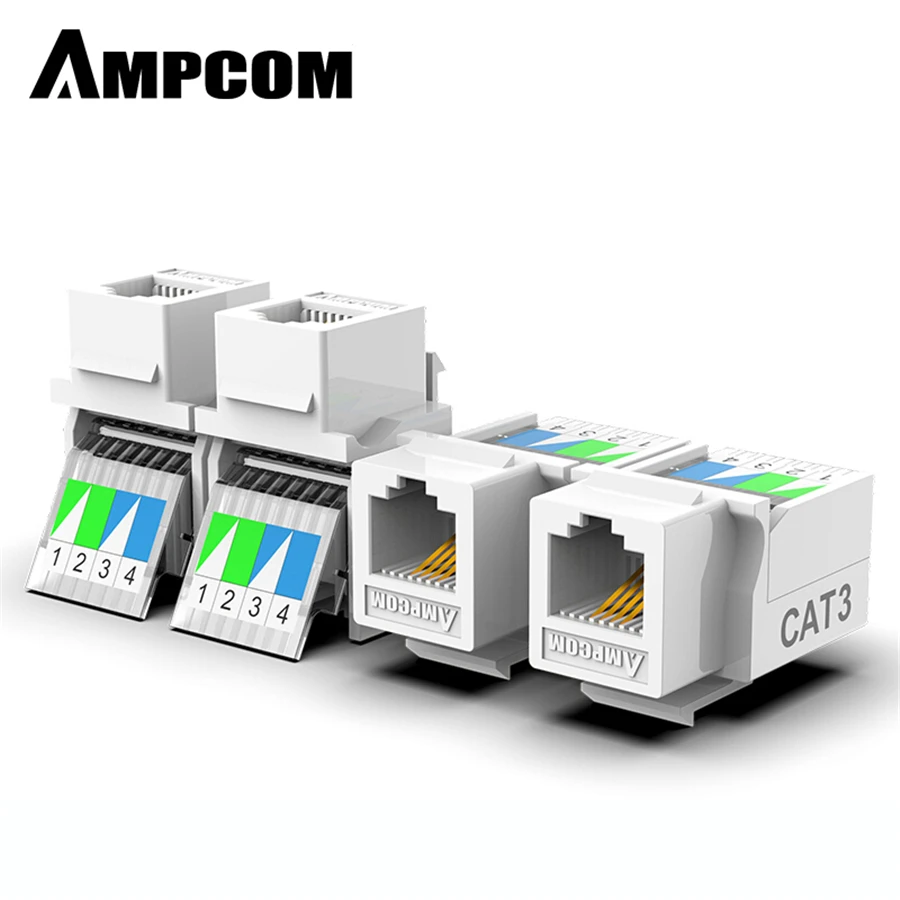 AMPCOM бесинструментальный телефонный модуль RJ11 CAT3 голосовой модуль позолоченный адаптер Keystone Jack C26