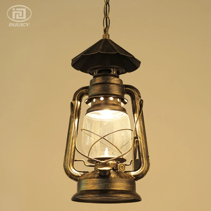 Винтажный Лофт фонарь керосиновые подвесные лампы Железный стеклянный