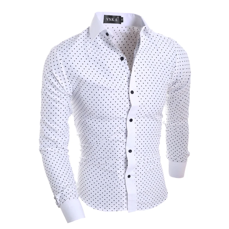 Мужская рубашка с длинным рукавом и принтом в виде звезд Camisa Masculin приталенная