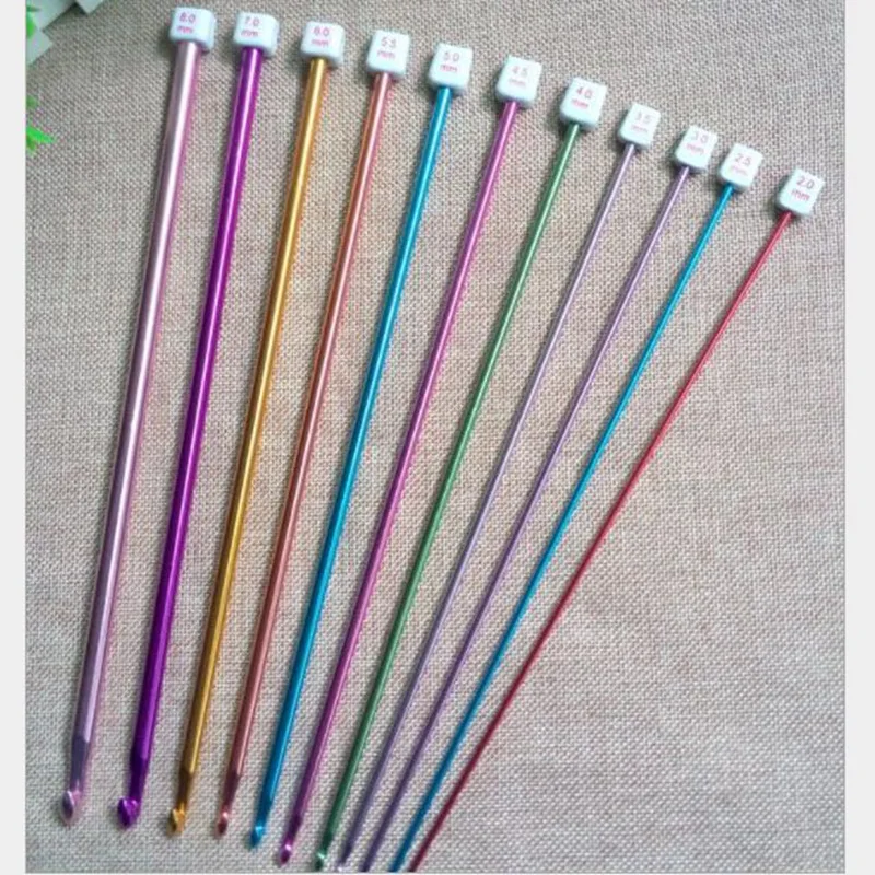

11 шт., алюминиевые афганские крючки для вязания, 10,6 дюйма, 2-8 мм