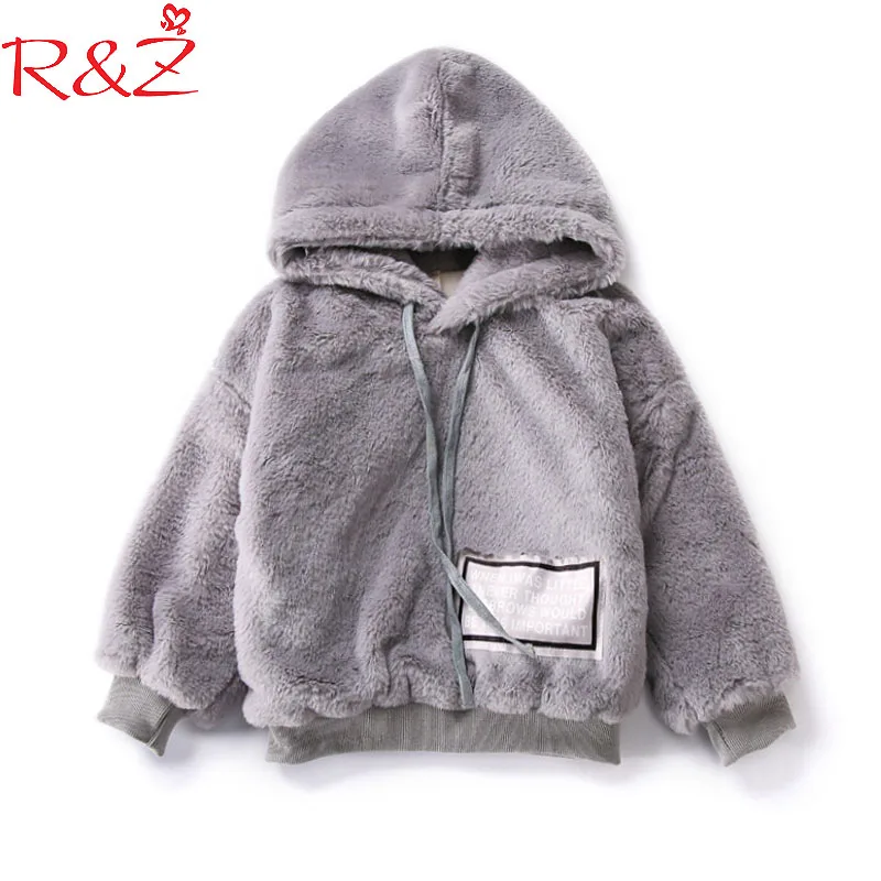 

R&Z Girls Clothings Coats 2019 Korean Winter Thick Hooded Long-sleeved Letter T-shirt for Kids Clothes Children's Clothing k1