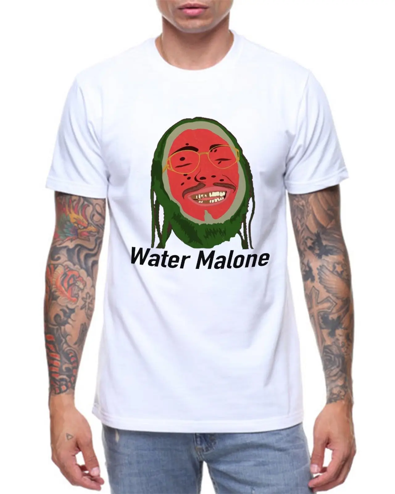 POST MALONE футболка смешные воды пародия арбуза Harajuku топы Футболка Модные