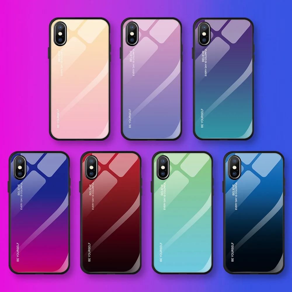 Карамельный чехол для iphone XS Max телефона с градиентным стеклом 7 8 Plus роскошная