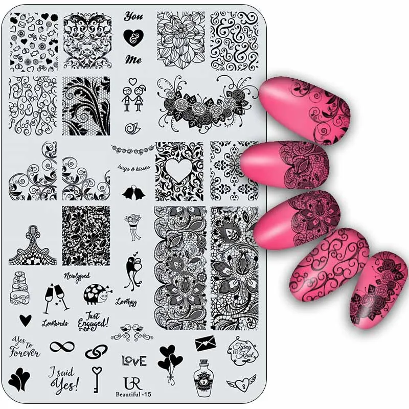 

10pcs/set Nail Stamping Sets Lace/Halloween/Christmas Designs Image Steel Plates Nail Art Templates DIY Salon Tools