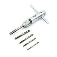 5pcsset adjustable m3 m8 t handle ratchet tap wrench machinist tool screw thread plug tap machinist tool
