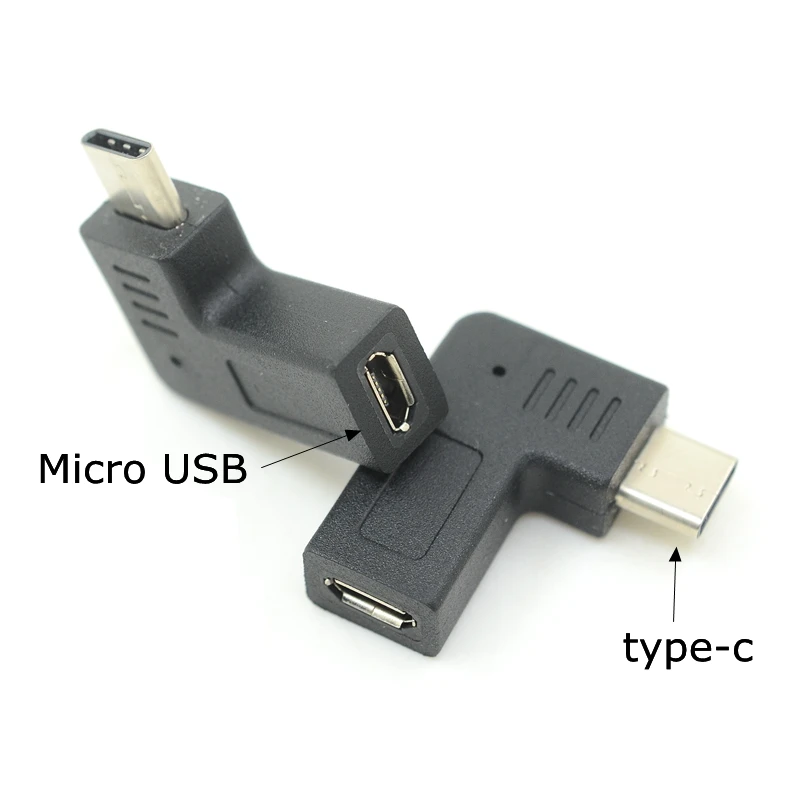 Адаптер Micro USB к usb type C под прямым углом 90 градусов type-C штекер гнездовой зарядки и