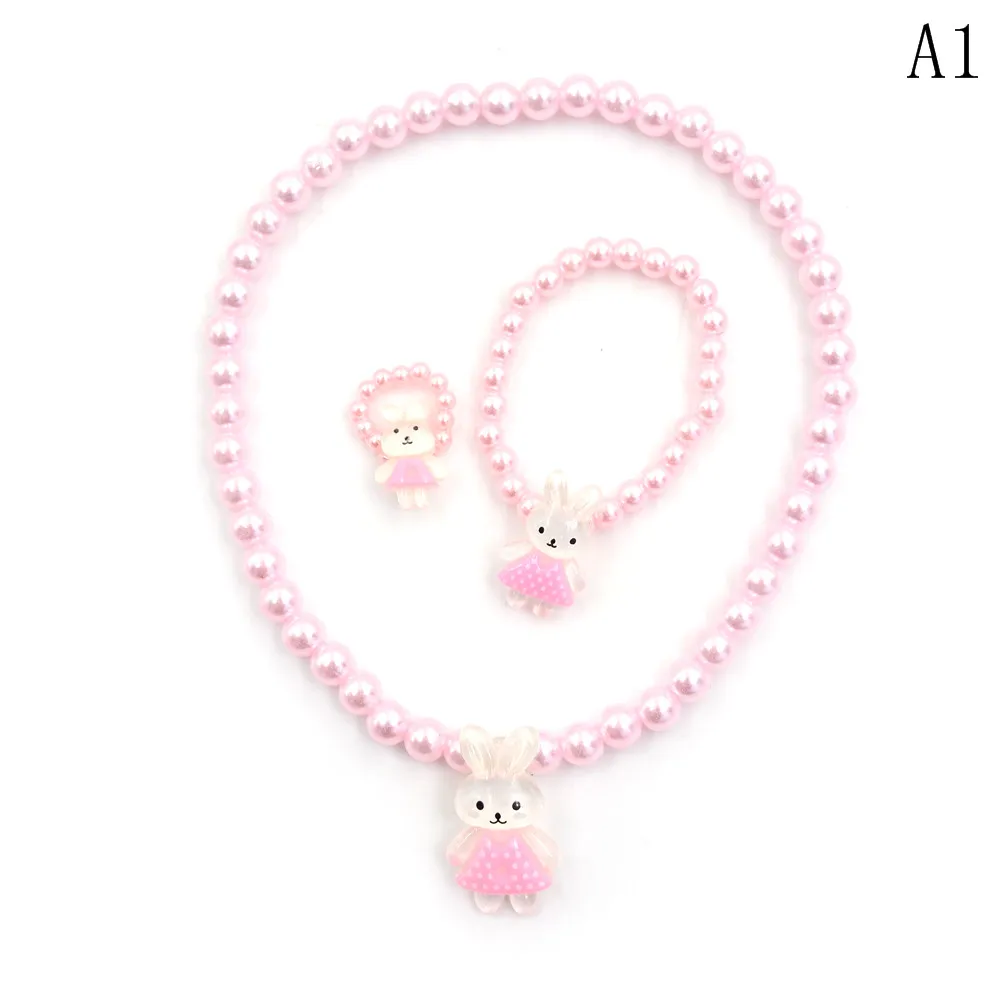 Ожерелье браслет и кольца с имитацией жемчуга для девочек|designer jewelry set|jewelry setsnecklace