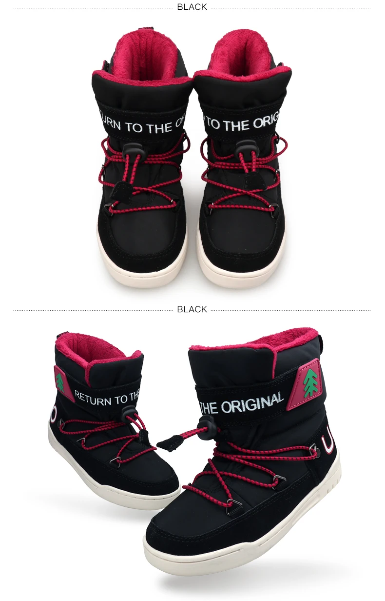 UOVO зимние детские сапоги Новое поступление модные детские теплые сапоги для мальчиков и девочек обувь с плюшевой подкладкой#29-37