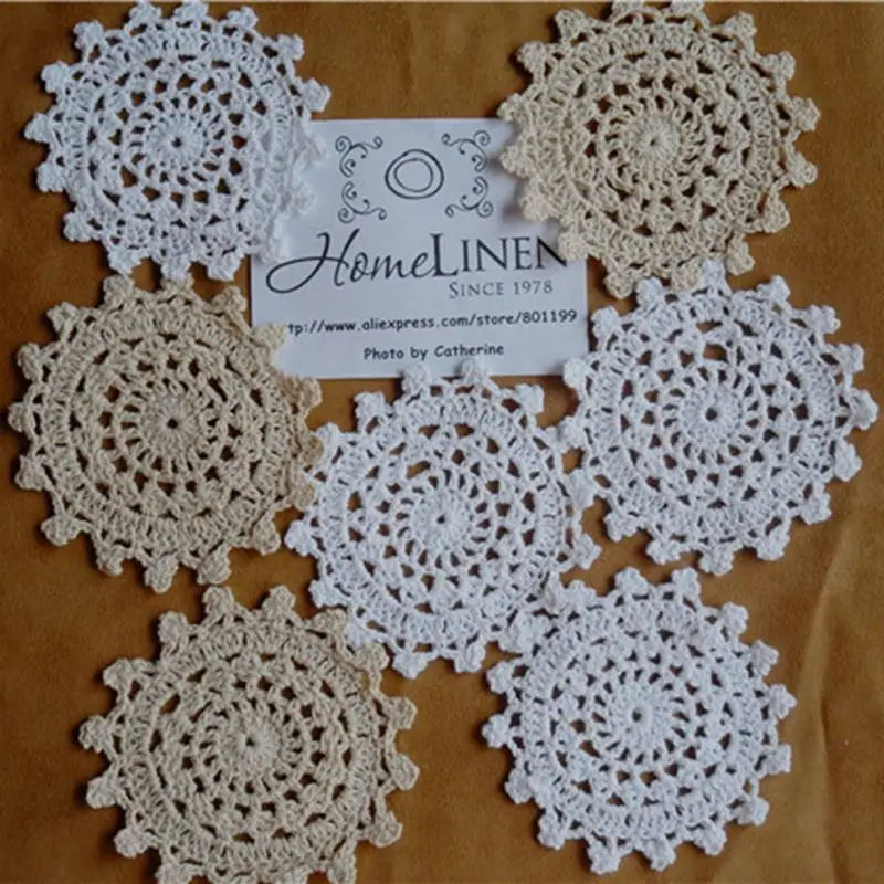 Вязаные крючком салфетки ручной работы кружева винтажные бежевые оптовая