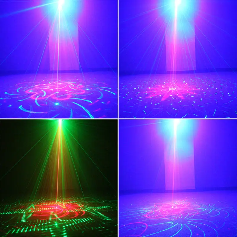 RGB Mini 3 Lens 40 Patterns Mixing Laser Projector Effect Stage Remote 3W Blue LED Light Show Disco DJ Party Lighting | Освещение