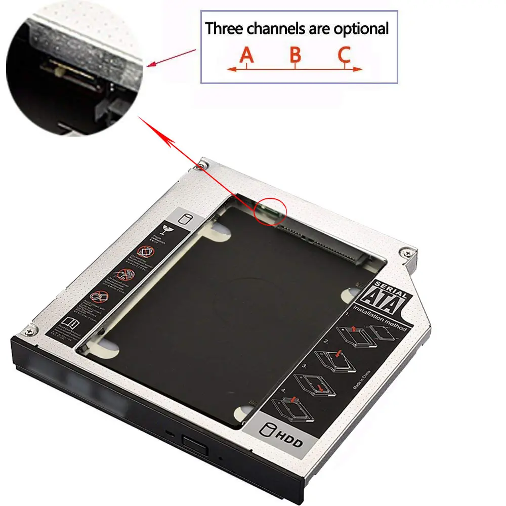 Ingelon SSD HDD Caddy 12,7 мм алюминиевый 2-й жесткий диск Caddy чехол адаптер для универсального ноутбука CD/DVD-ROM оптический адаптер