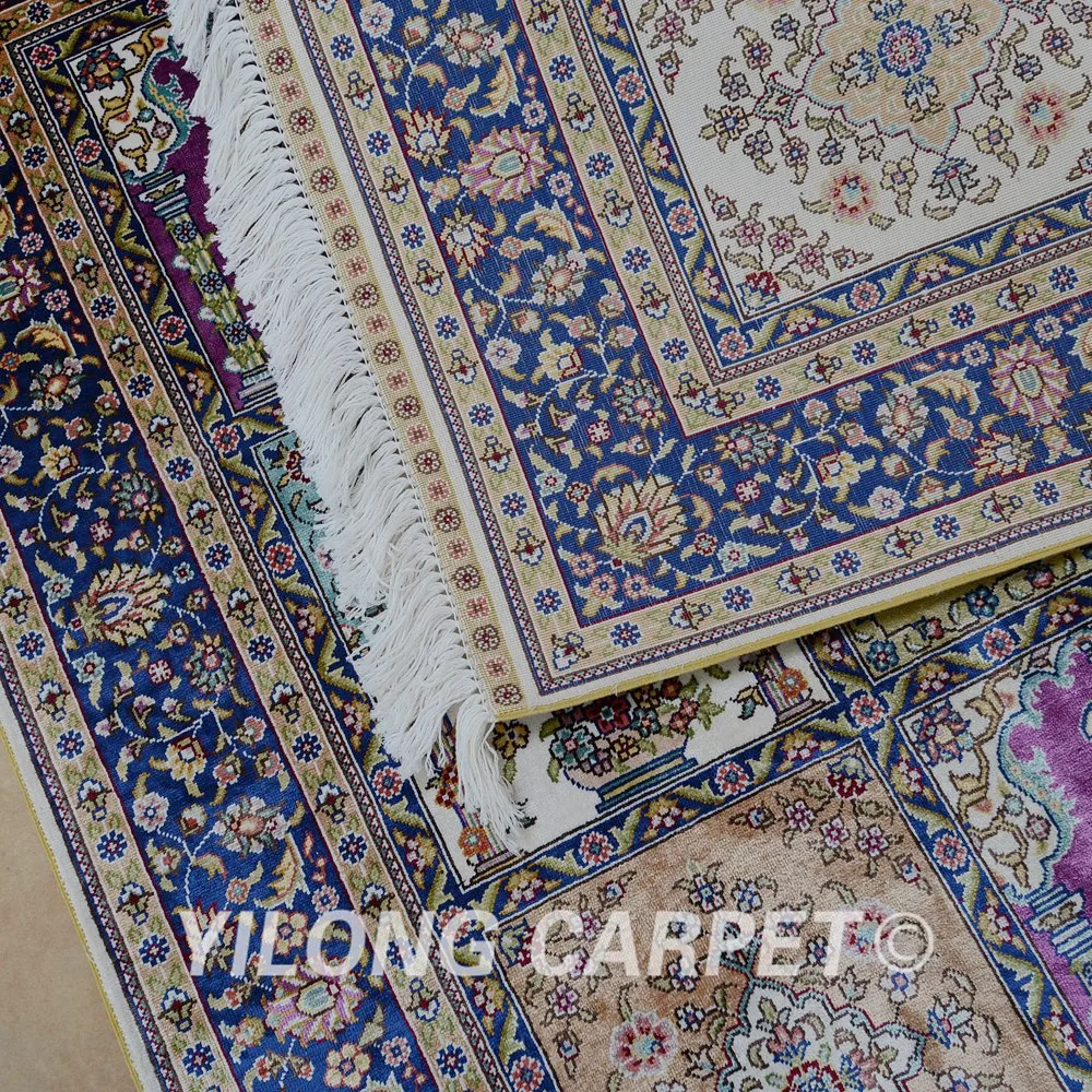 Yilong 3 'x 4 5' Античный персидский шелковый садовый ковер ручной вязки
