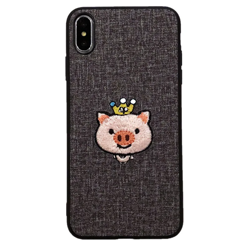 Бесплатная доставка вышитая Корона свинья мобильный чехол для IPhone6 6 sPlus 7 8 Plus