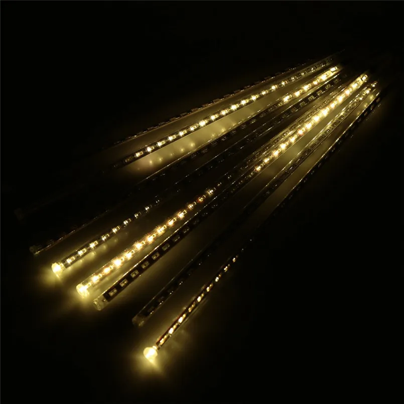 Теплый Белый Метеоритный дождь трубки Рождественская гирлянда светильник