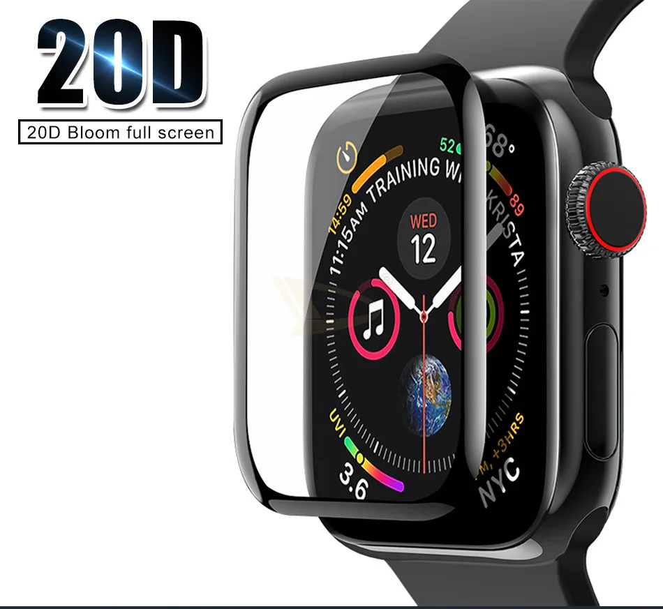 20D изогнутая Защитная пленка для Apple Watch1 2 3 4 Защита экрана для Iwatch 38 40 42 44 мм Полное закаленное стекло