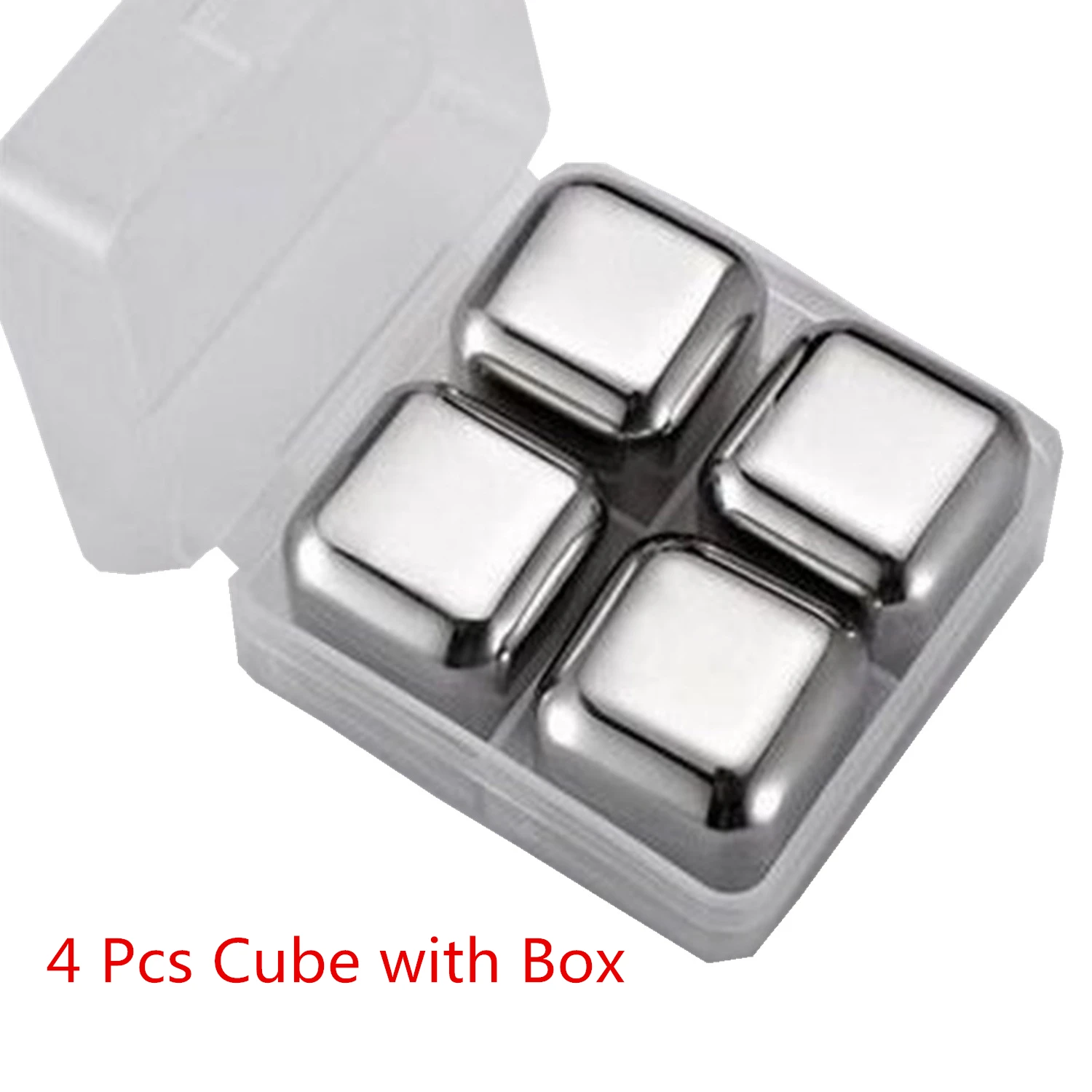 4 pcs Cube Нагрудный узор из нержавеющей стали кубики льда для Виски Бар Водка Виски охладитель пива, вина камни держатель охлаждающих кубиков в коробке чиллер инструменты - Цвет: 4 pcs Cube