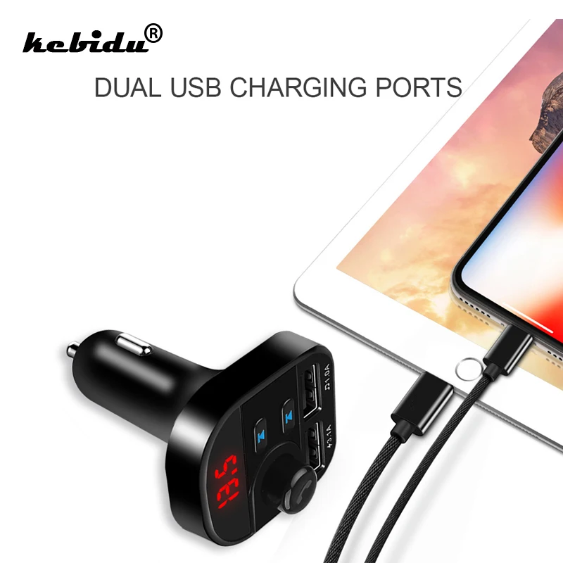 Kebidu зарядное устройство для автомобиля с двумя портами USB iPhone мобильный телефон