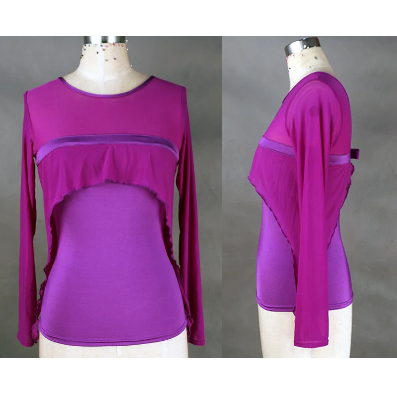 Топы для бальных танцев женщин топы с длинным рукавом соревнований